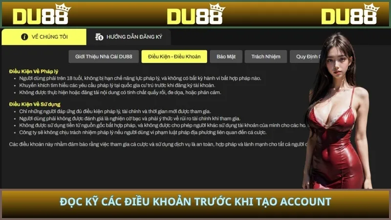 Đọc kỹ các điều khoản trước khi tạo account