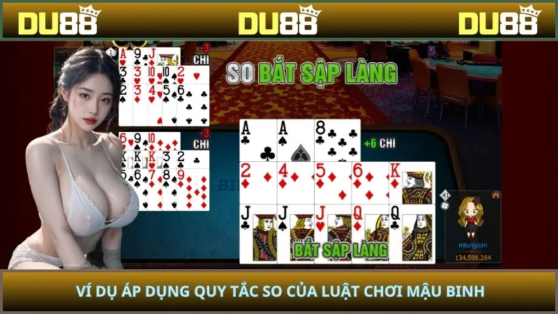 Ví dụ áp dụng quy tắc so của luật chơi mậu binh